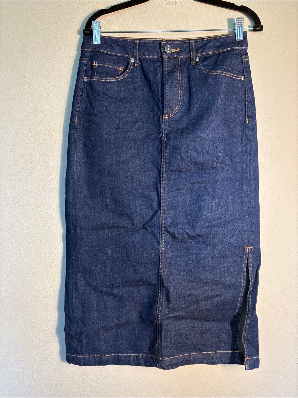 LOFT Dark Blue Straight Denim Skirt